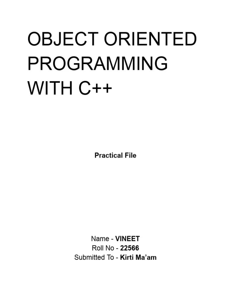 Object Oriented Programming With C++ PDF