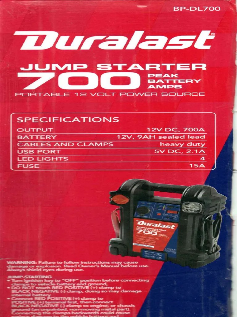 Duralast Jump Starter 700 PDF