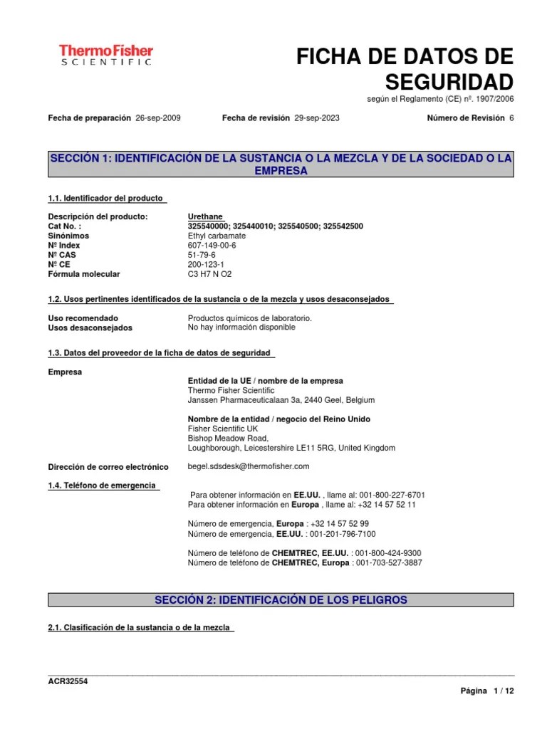 MSDS Urethane 97 Thermofisher PDF