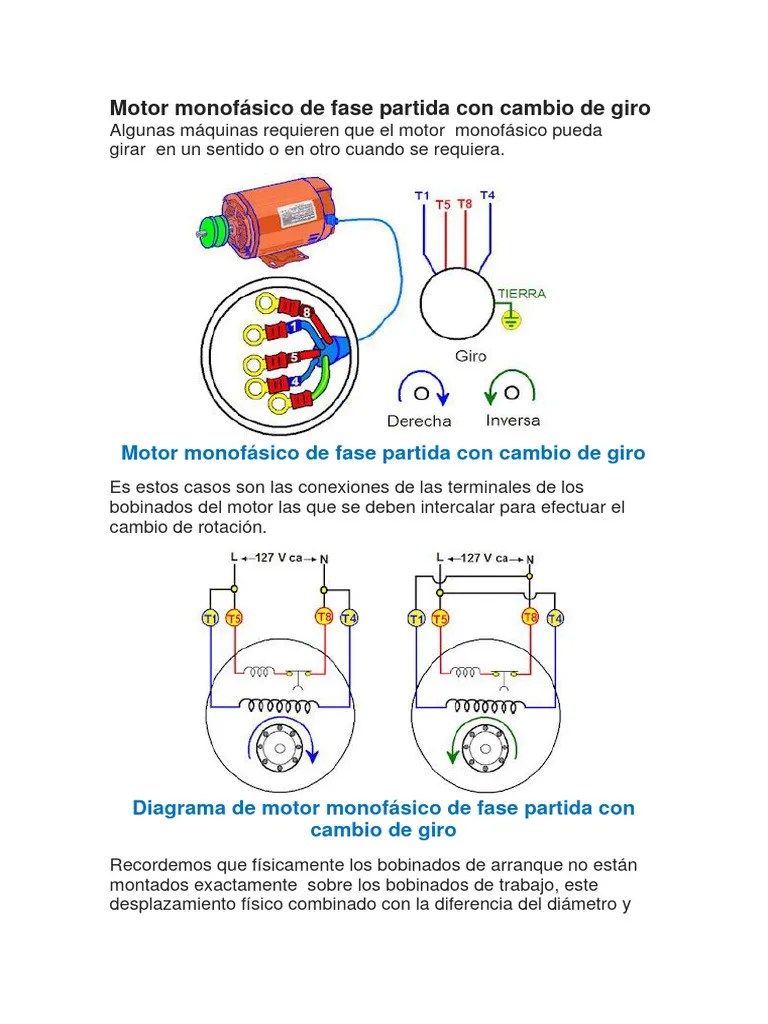 Motor Monofásico de Fase Partida Con Cambio de Giro | PDF