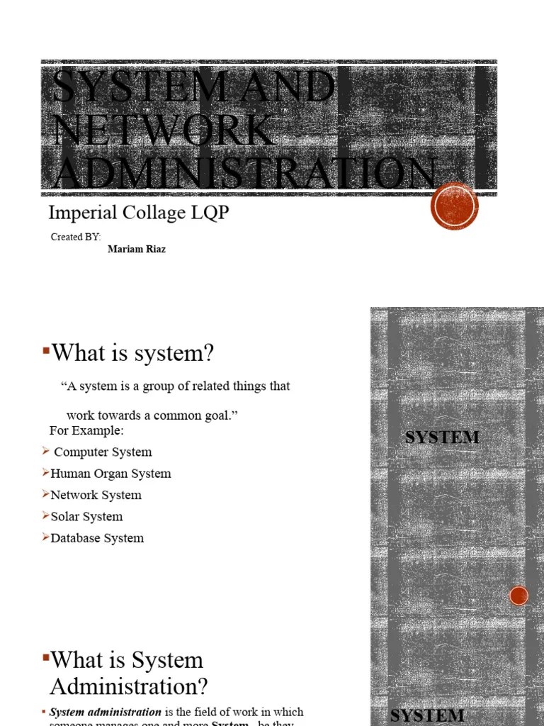 System and Network Administration PDF