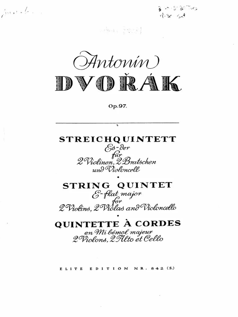 IMSLP252484PMLP50835Dvorak String Quintet For 2 Violins 2 Violas and Cello Op97 in Eb Major