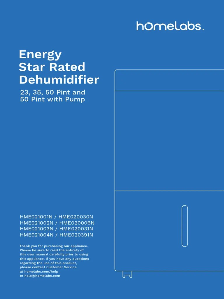 Homelabs Dehumidifier Manual PDF