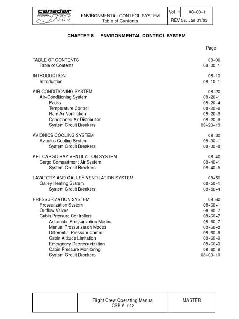 Bombardier CRJ 00Environmental Control System PDF Equipment Aircraft