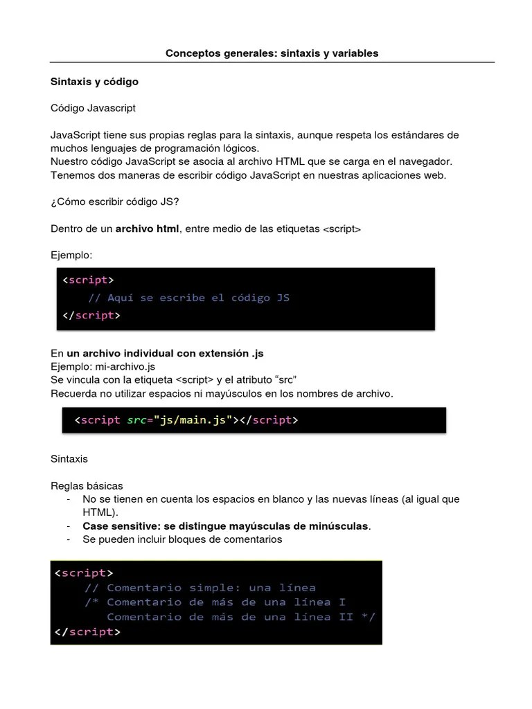 1 Conceptos generales_ sintaxis y variables PDF Script Java HTML