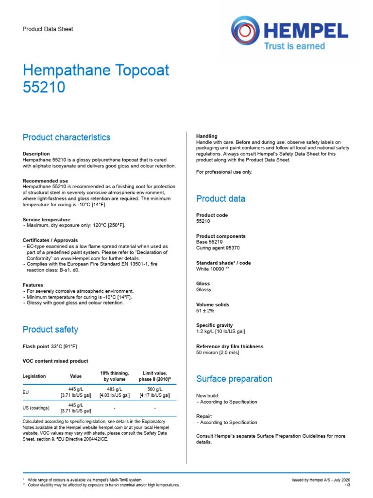 PDS Hempathane Topcoat 55210 enGB PDF Shelf Life Paint