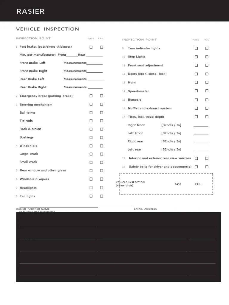 Uber TNC Inspection Form v91 PDF