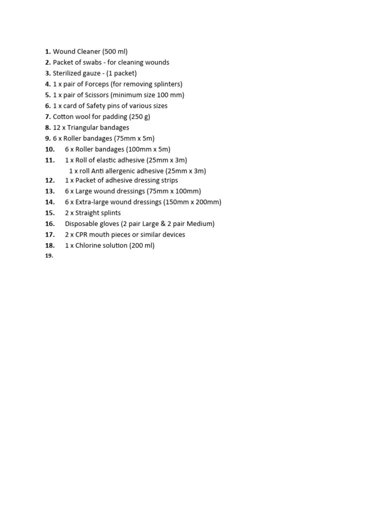 List of First Aid PDF