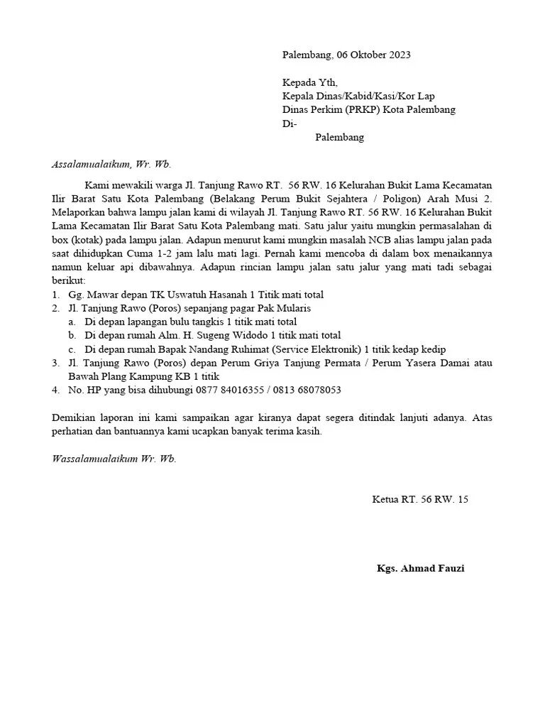 Surat Lampu Jalan Mati PDF