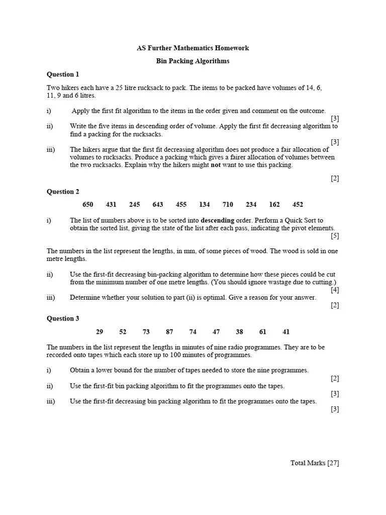 Bin Packing Algorithms PDF Mathematical Optimization Computational Complexity Theory