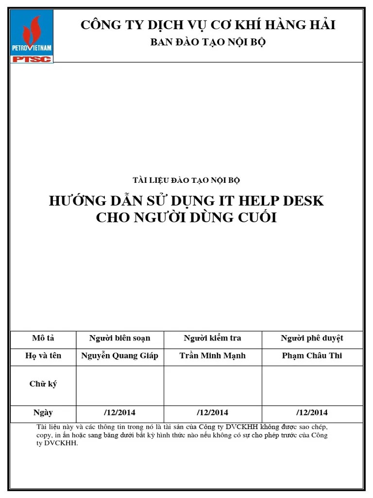Huong Dan Su Dung IT Help Desk PDF