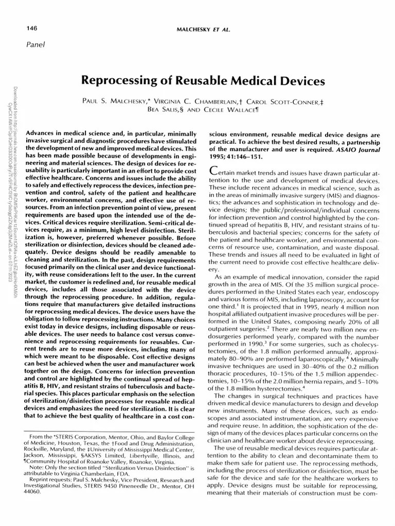 Reprocessing of Reusable Medical Devices.4 PDF