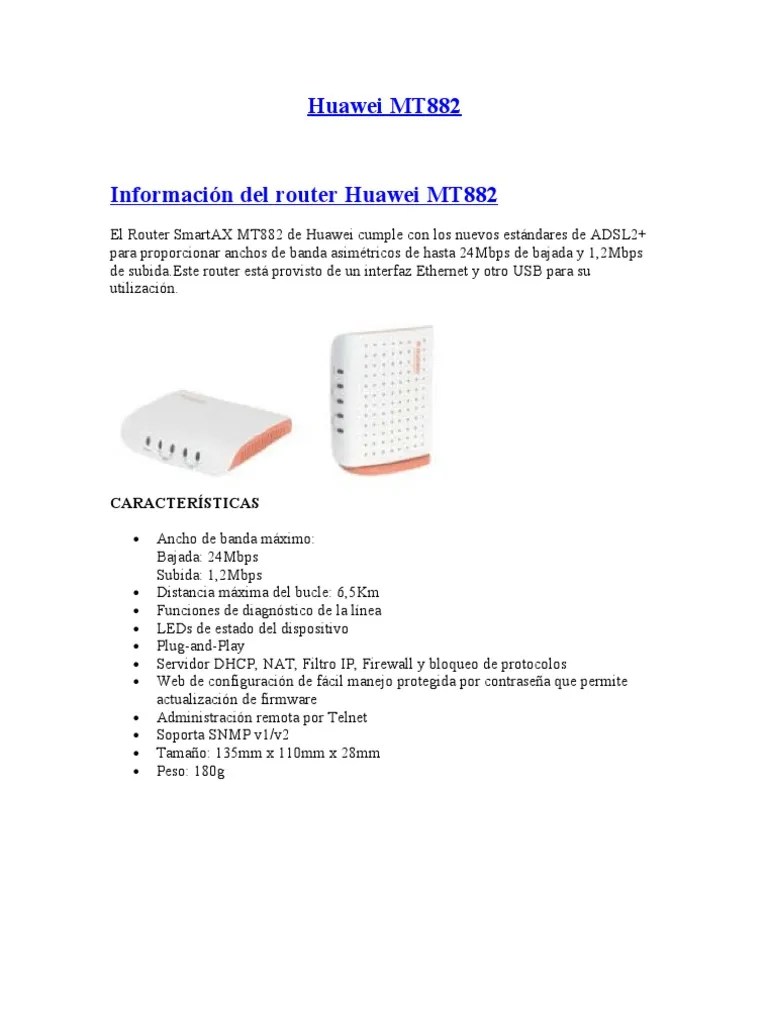 Manual Modem Huawei MT882 PDF Enrutador Dirección IP