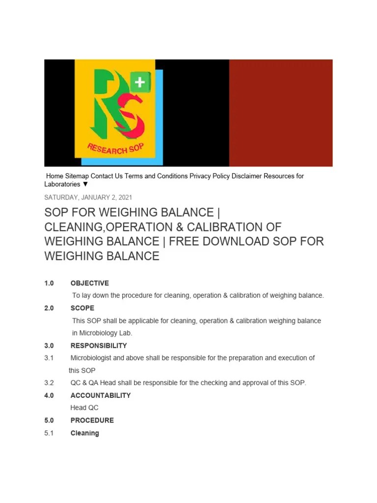 Sop Weighing Balance PDF