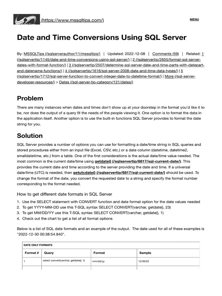 Date And Time Conversions Using Sql Server Printable Forms Free Online