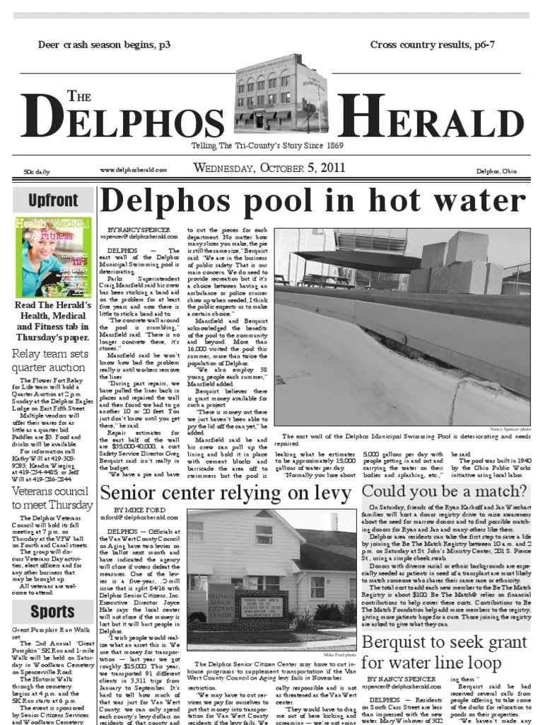 Delphos Pool in Hot Water Elphos Erald PDF Wellness Medical