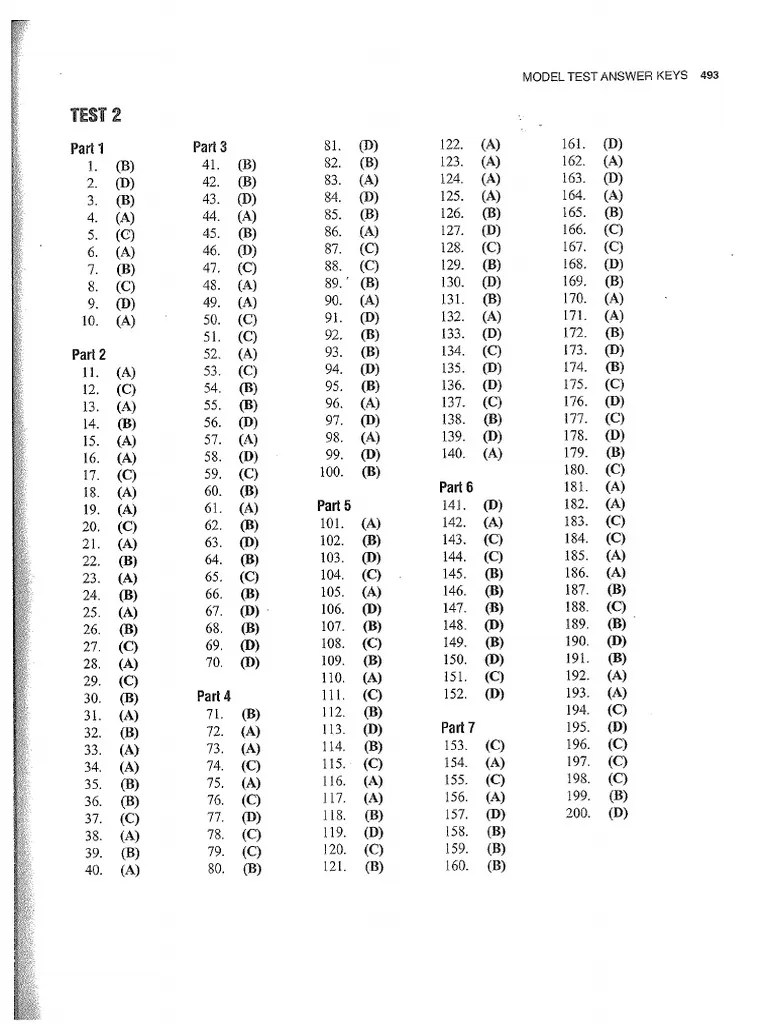 Answer Key Practice Test TOIEC 2 | PDF