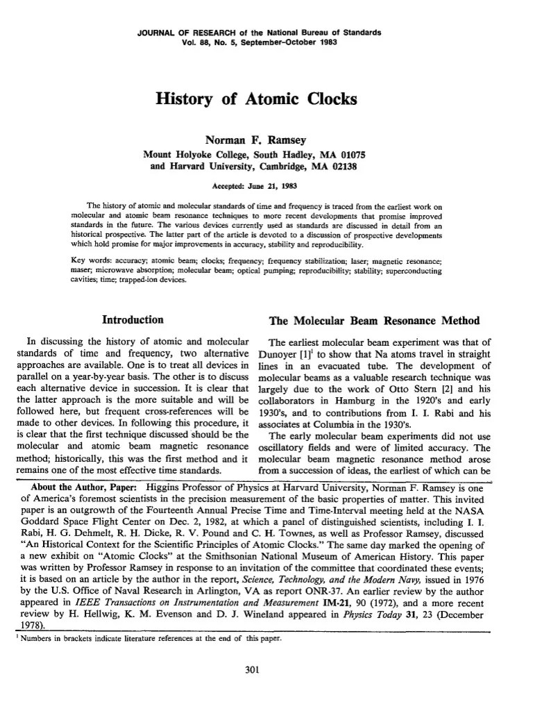History of Atomic Clocks PDF