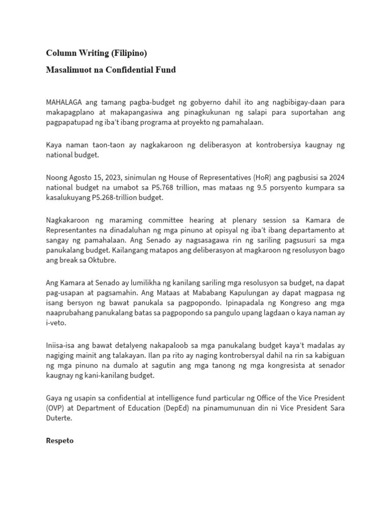 Column Writing (Tagalog) PDF