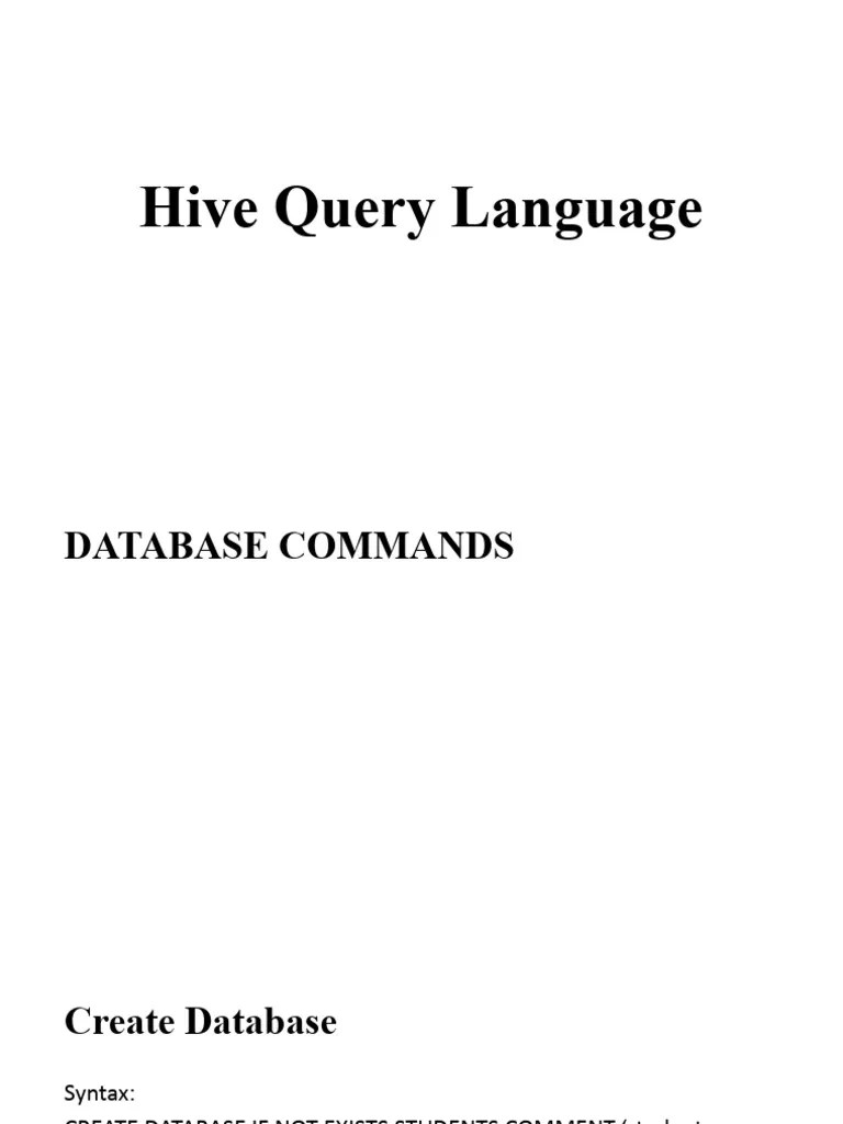 Hive Query Language PDF Databases Table (Database)
