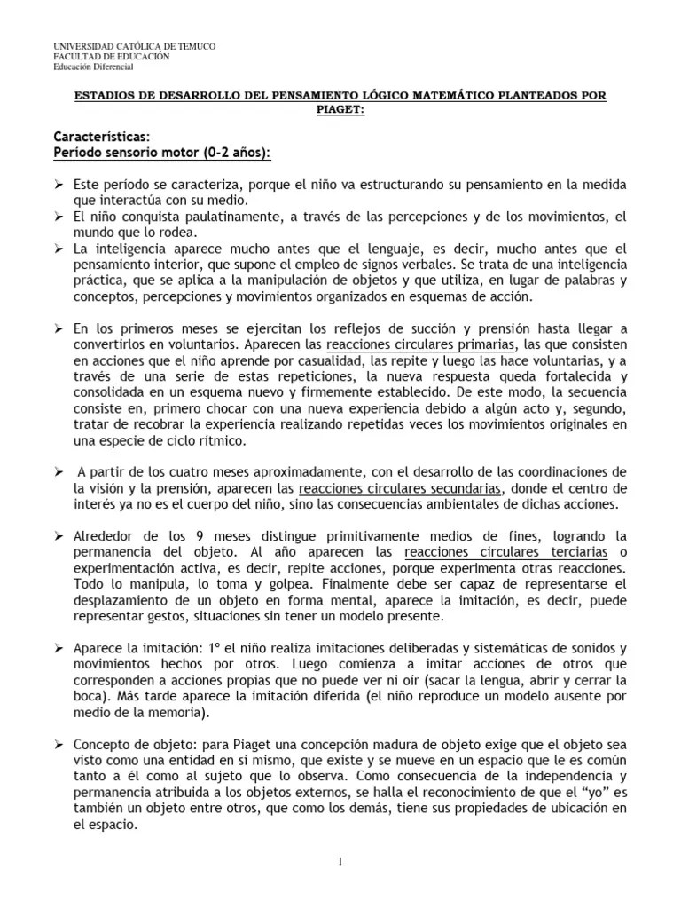 Estadios Del D° Del PLM Planteados Por Piaget PDF