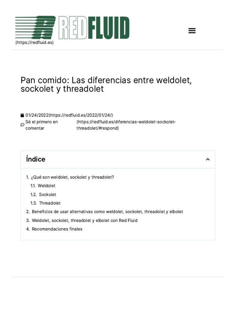 Las Diferencias Entre Weldolet, Sockolet y Threadolet REDFLUID PDF