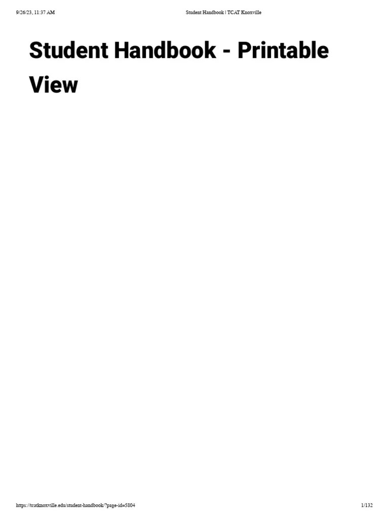 Student Handbnjjook _ TCAT Knoxville PDF