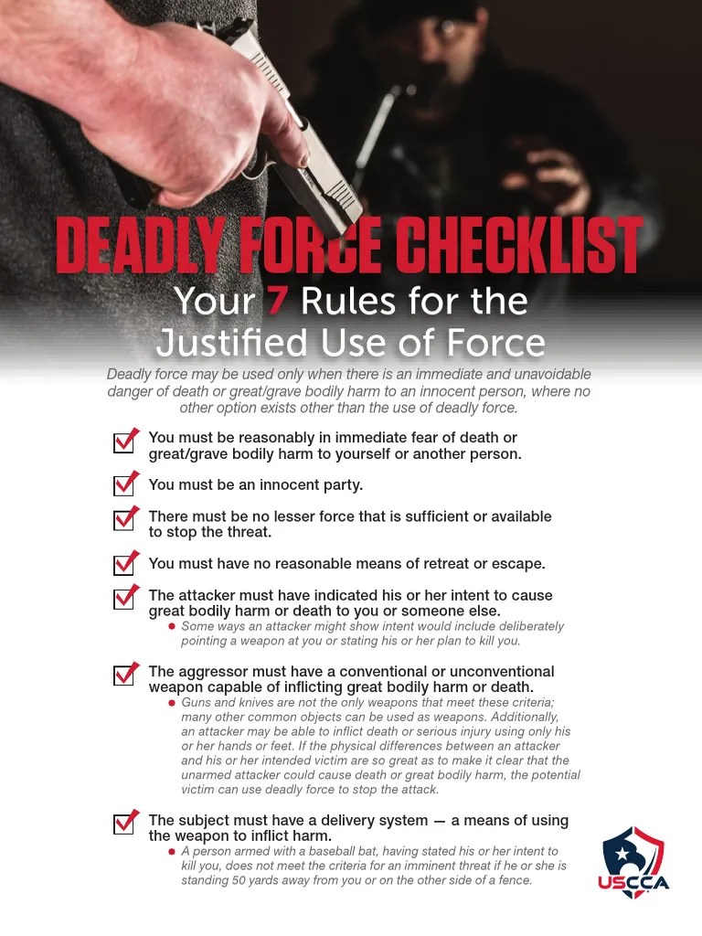 7 Rules Deadly Force Checklist PDF