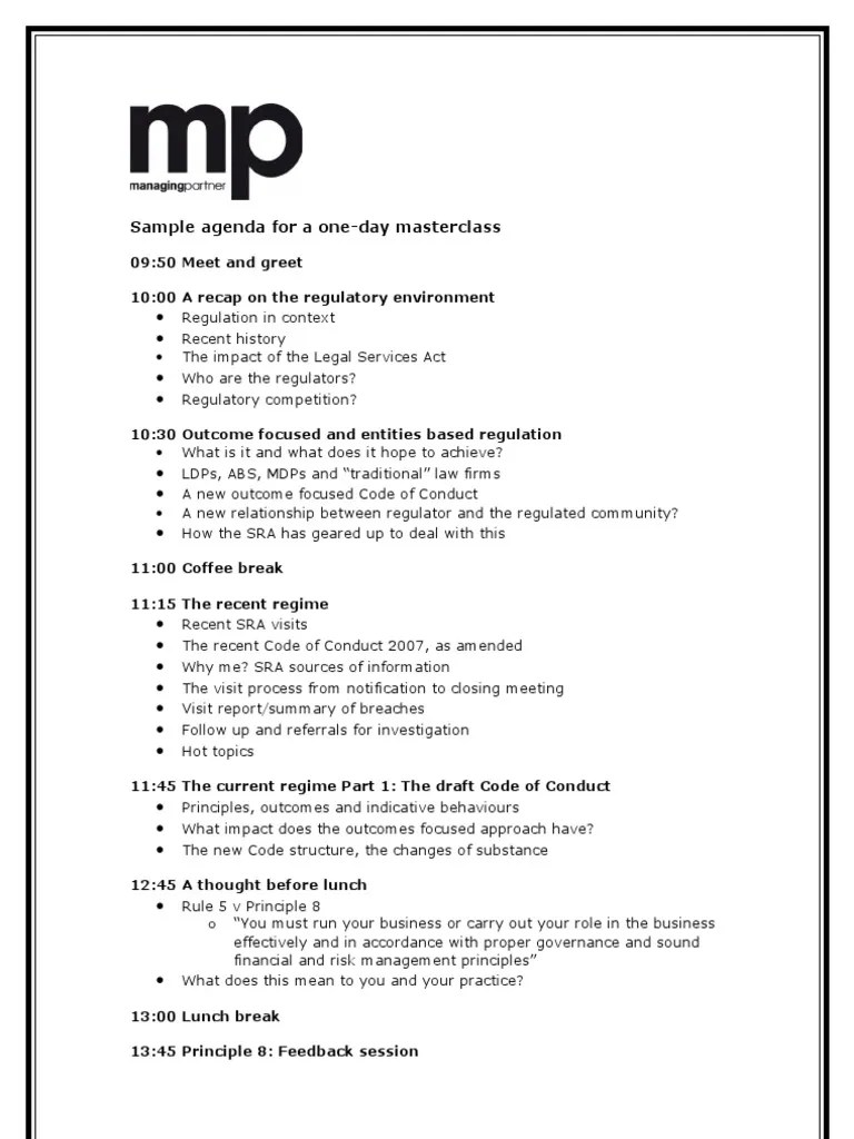 Sample Agenda In House Training Law Firm (219 views)