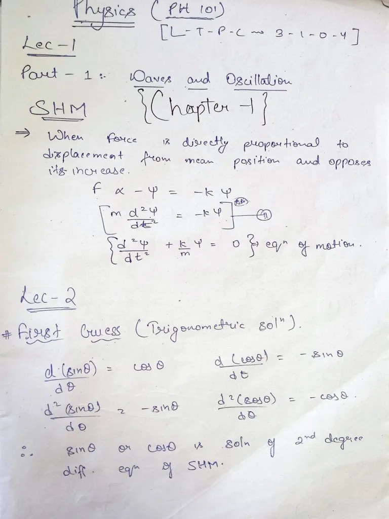 Waves and Oscillations, Notes PDF