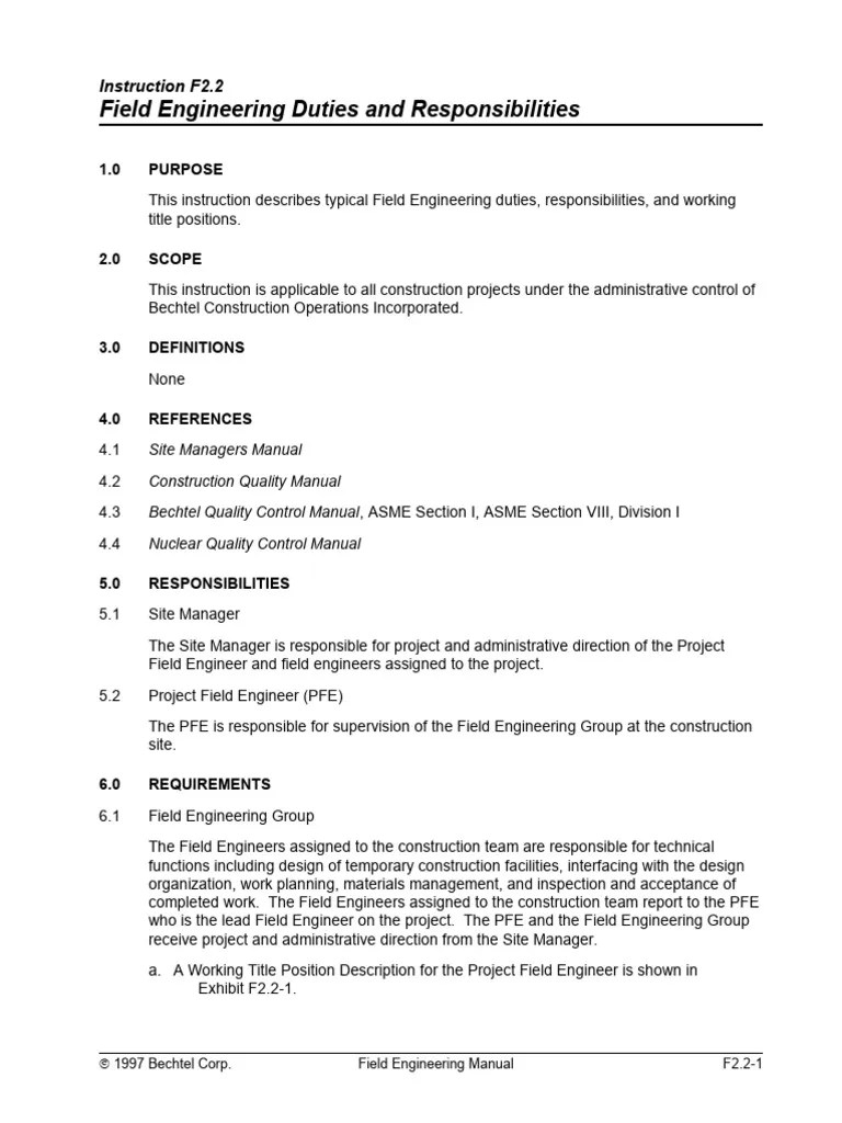 f202 Field Engineering Duties and Responsibilities PDF