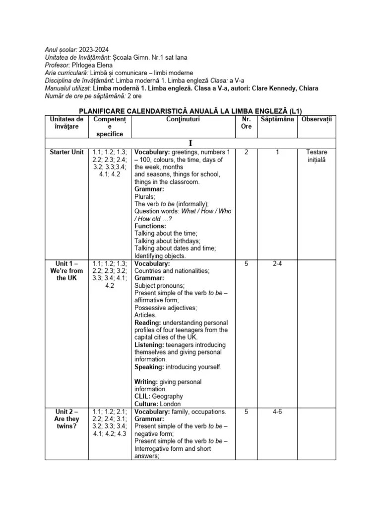 Art Limba Engleza 5 2024 PDF Languages Foreign Language Studies