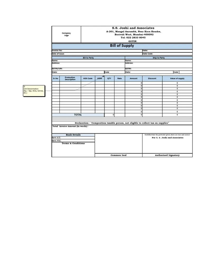 GST Invoice Format For Composition Scheme Dealers PDF Governance