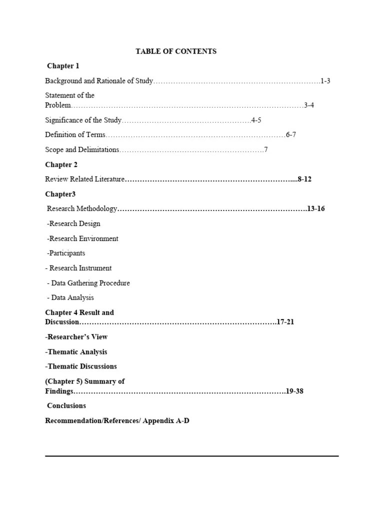 Table of Contents PDF