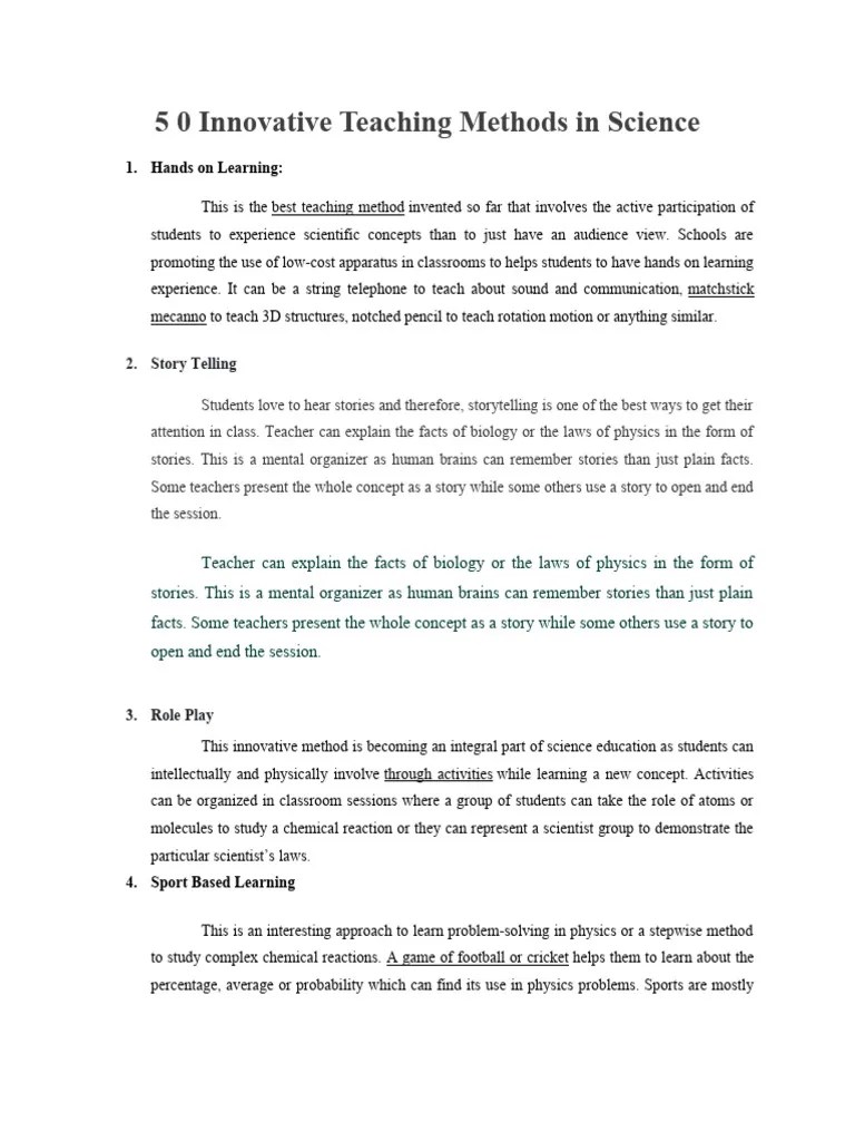 18 Innovative Teaching Methods in Science PDF Science Teaching