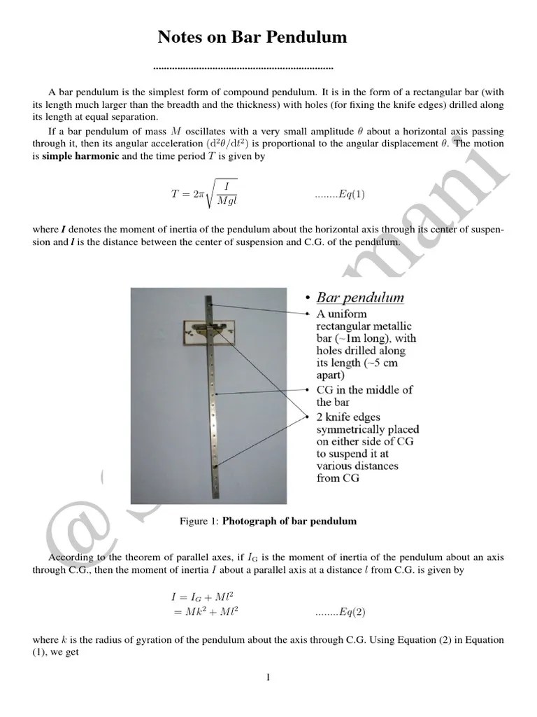 Bar Pendulum Notes PDF