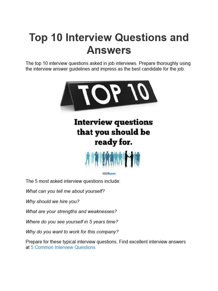 Top Ten Interview Questions PDF