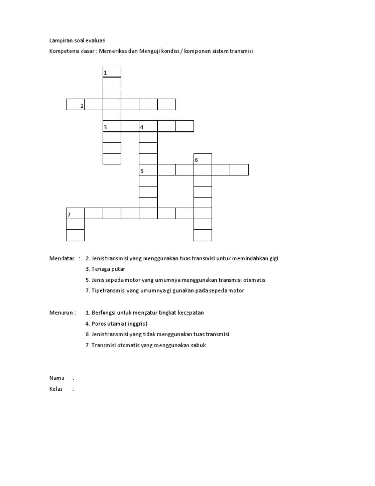 Jawaban Tts 5 Jenis Sepeda Motor Ilmu Guru