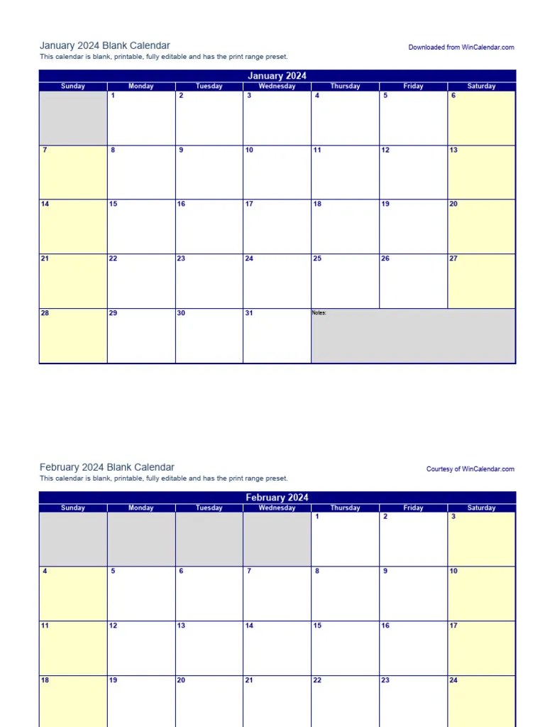 2024 Monthly Calendar PDF