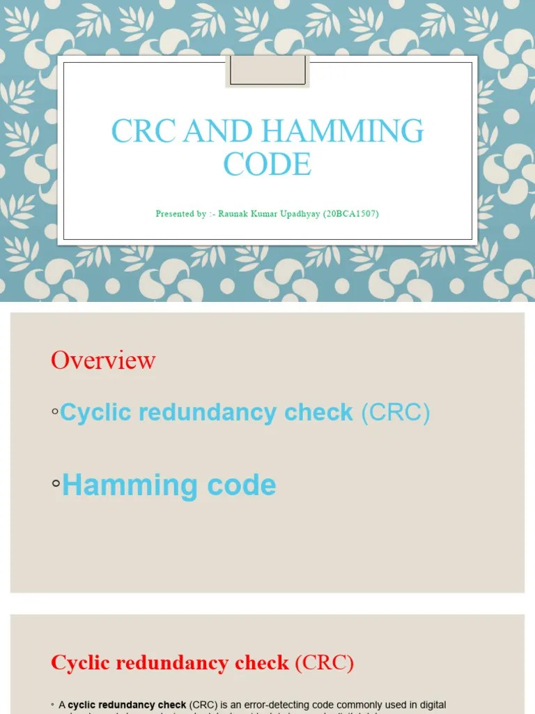 CRC and Hamming Code PDF Error Detection And Correction Data
