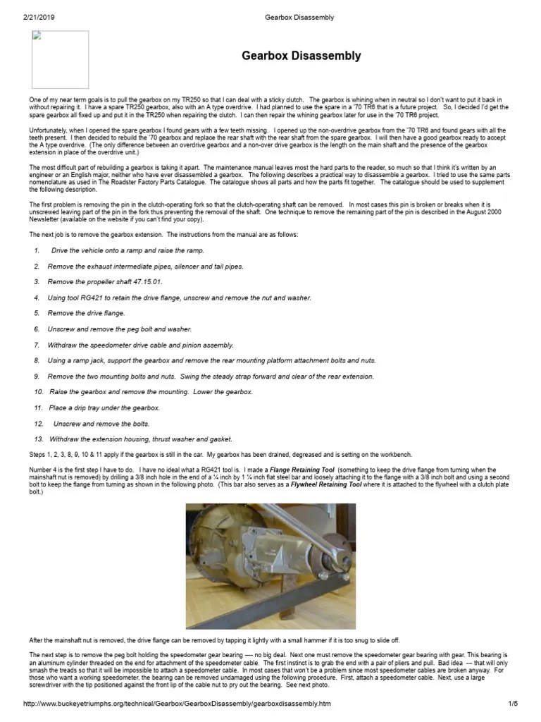 Gearbox Disassembly PDF Screw Axle