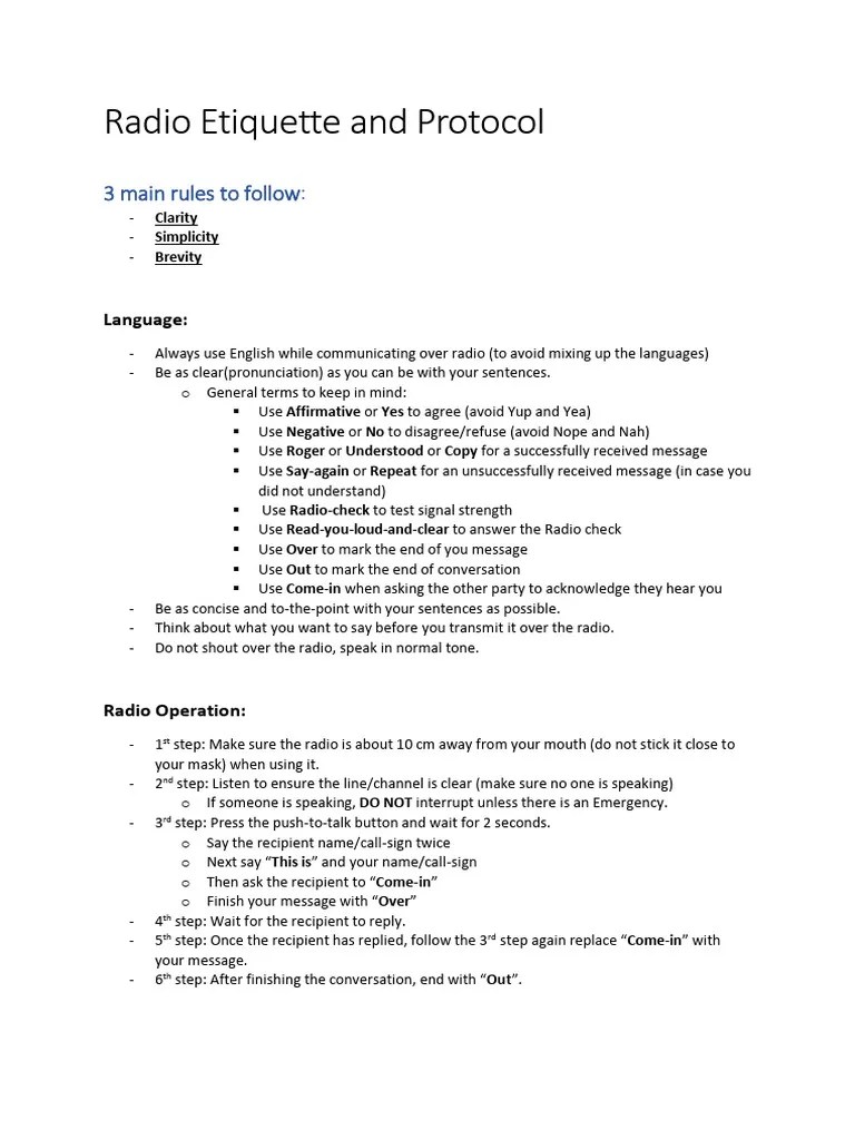 Radio Etiquette and Protocol PDF