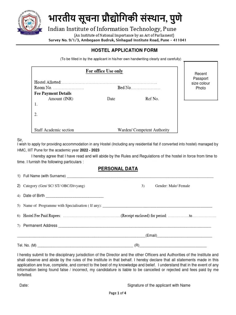 HostelApplicationForm 2022 Updated 0 PDF Justice Crime & Violence