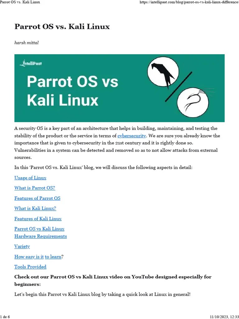 Parrot OS Vs Kali PDF