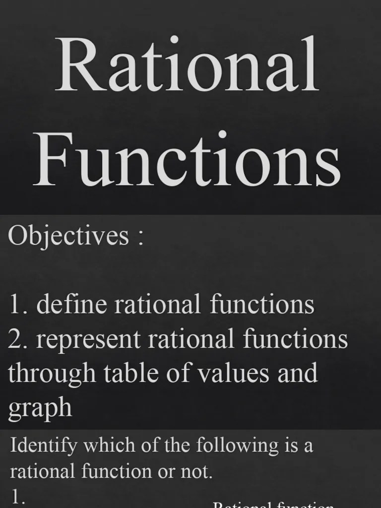Rational Functions Table of Values PDF