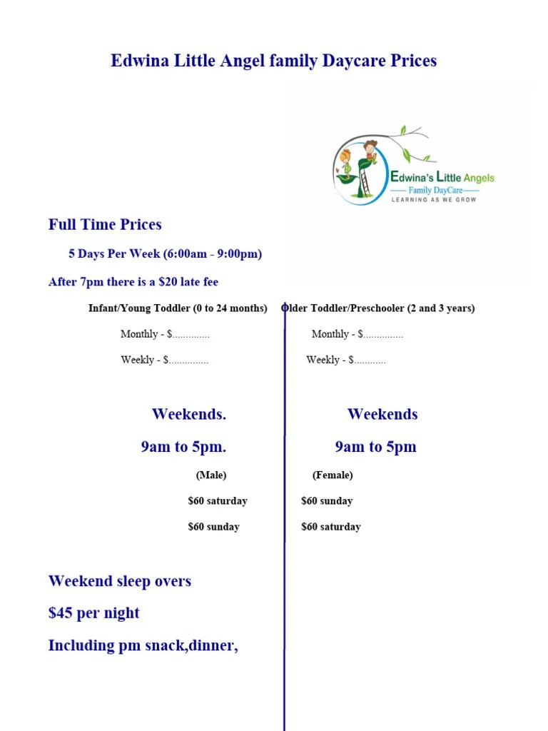 Daycare Prices PDF