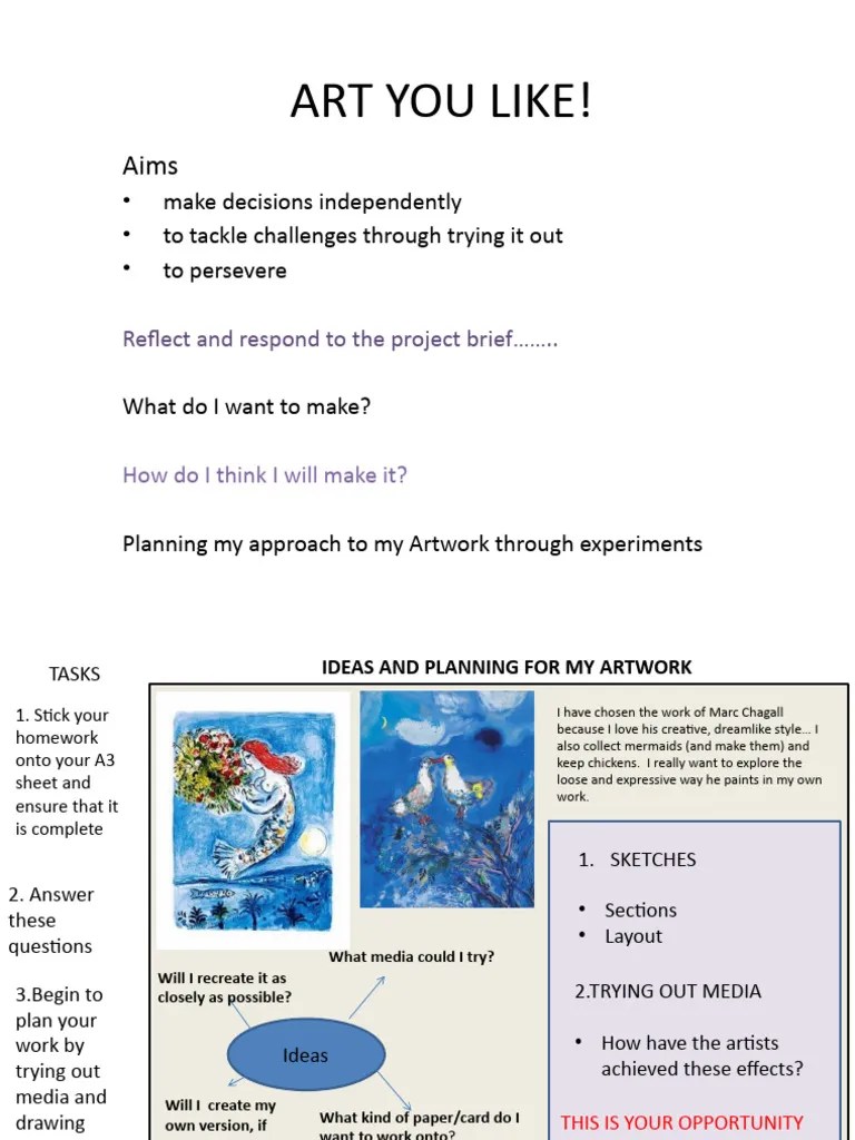 Art You Like Homework PDF