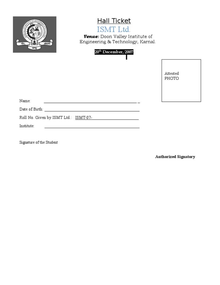ISMT Hall Ticket PDF