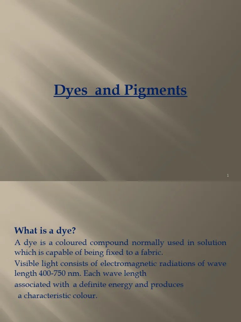 Dyes and Pigments PDF