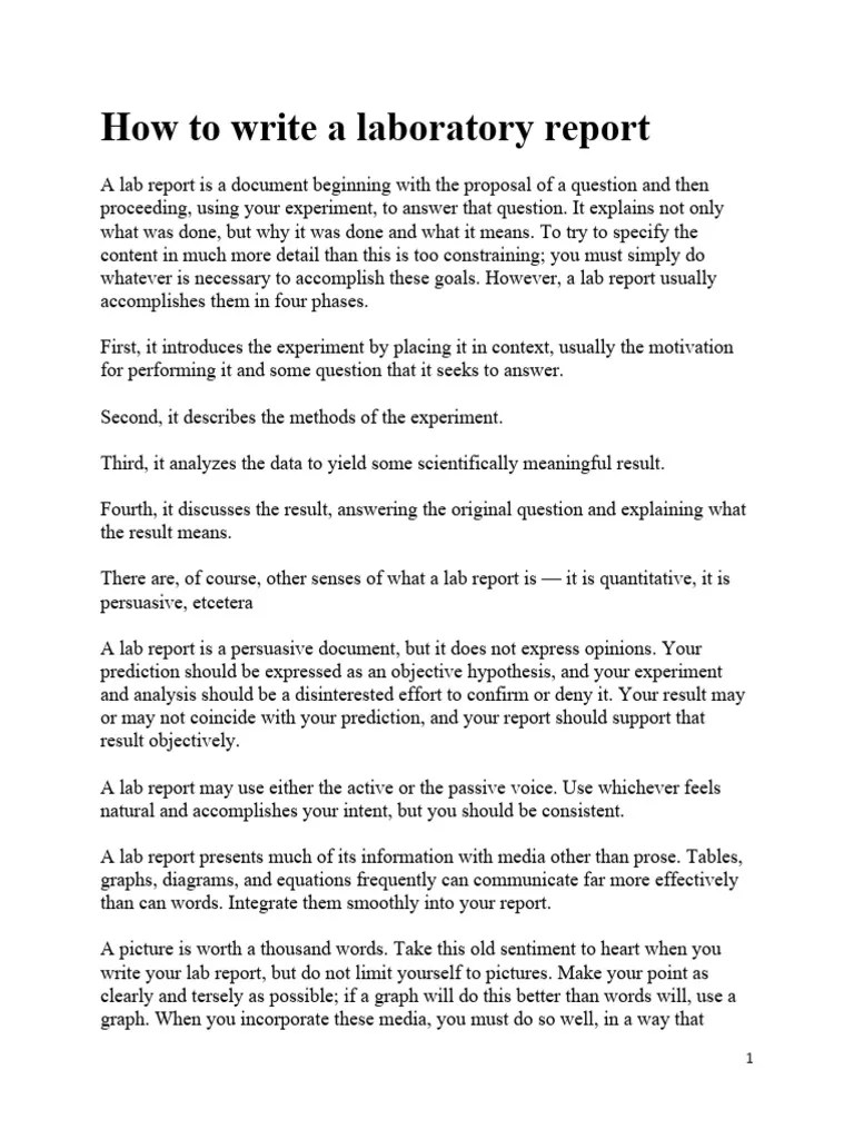 How To Write Lab Report PDF